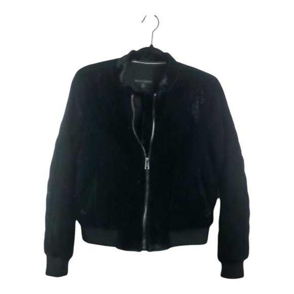 Women's Banana Republic Black Diamond Quilted Velvet Bomber Jacket Size XS - Picture 2 of 8
